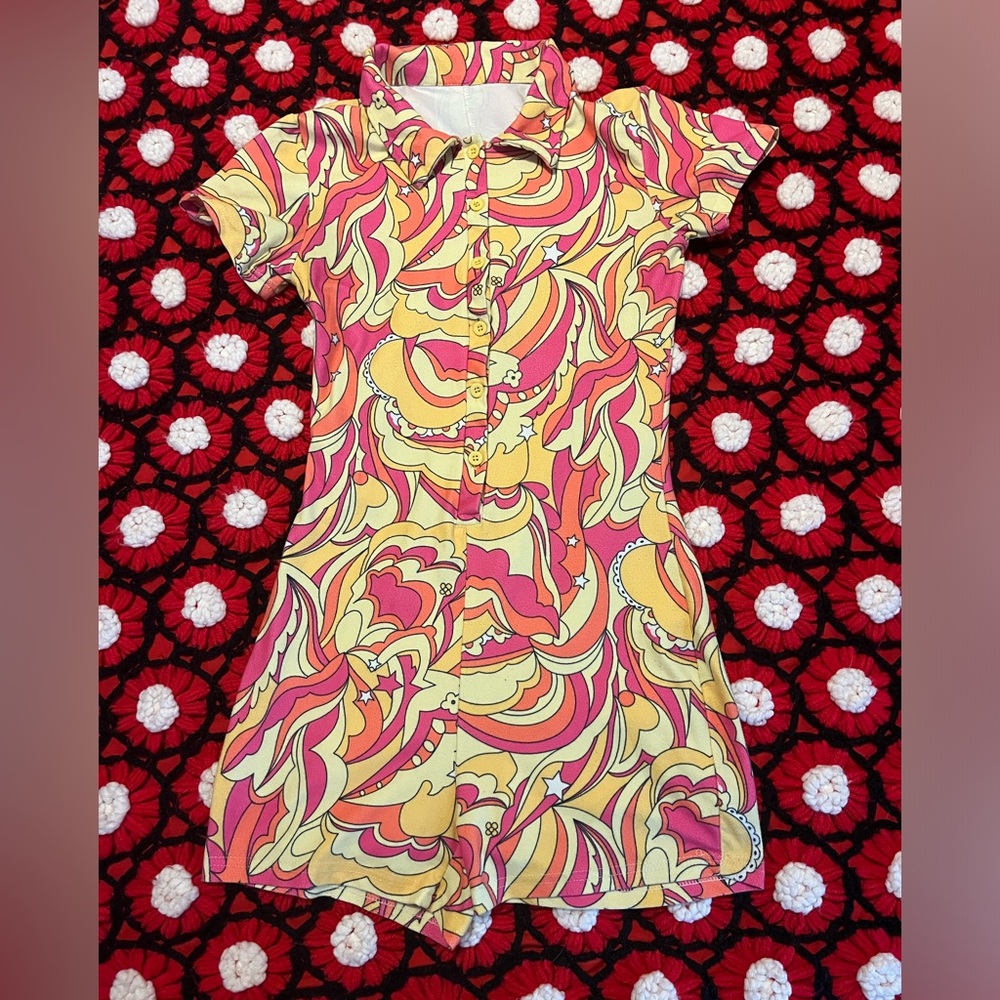 Vintage Peter Max button up romper